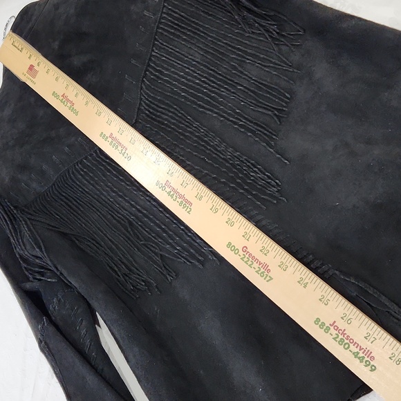 Vintage Scully Leather Fringed Shirt Jacket Black Small - Picture 4 of 12